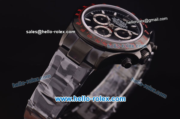 Rolex Daytona Pro-Hunter Swiss Valjoux 7750 Automatic PVD Case/Strap with Black Dial - Click Image to Close